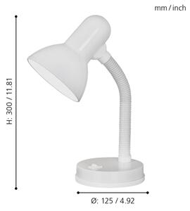 EGLO 9229 - Stolní lampa BASIC 1xE27/40W bílá