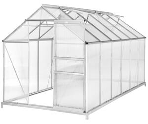 Tectake skleník z hliníku se základem, 185x375x195cm - průhledná