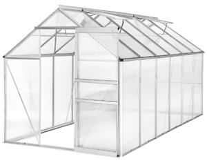 Tectake Skleník z hliníku, UV-odolný, 185x375x195cm - průhledná