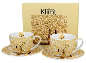 Porcelánový šálek s podšálkem Klimt Ecru Tree Of Life 250 ml sada 2ks