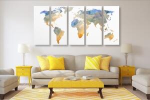 5-dílný obraz polygonální mapa světa - 100x50 cm