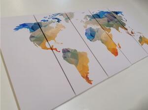 5-dílný obraz polygonální mapa světa - 100x50 cm