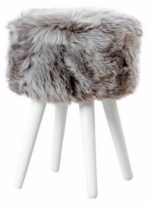 Stolička se šedým sedákem z ovčí kožešiny Native Natural White, ⌀ 30 cm
