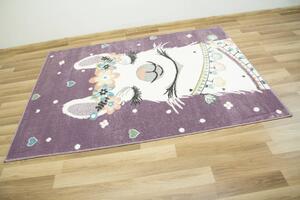 Makro Abra Dětský kusový koberec Lima C882B Lama fialový krémový Rozměr: 100x150 cm