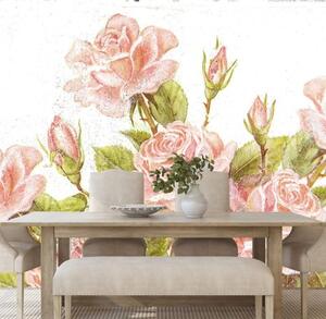 Samolepící tapeta vintage kytice růží - 450x300 cm