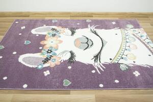 Makro Abra Dětský kusový koberec Lima C882B Lama fialový krémový Rozměr: 100x150 cm