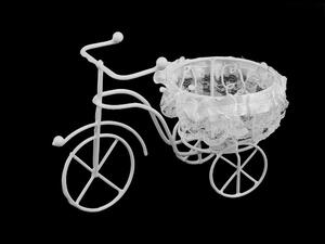 Kovo Dekorace kolo s košíkem - bílá