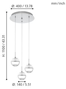 Eglo 93709 - LED lustr MONTEFIO 1 3xLED/5W/230V