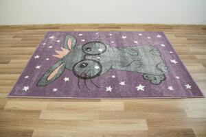 Makro Abra Dětský kusový koberec Lima 9377C Králíček Hvězdičky fialový šedý Rozměr: 120x170 cm