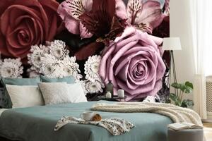 Fototapeta kytice růží v retro stylu - 150x100 cm