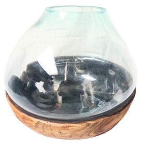 VÁZA, dřevo, sklo, 40 cm Ambia Home - Skleněné vázy