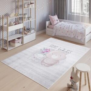 Makro Abra Dětský kusový koberec vhodný k praní BAMBINO 2527 Medvídek protiskluzový šedý Rozměr: 80x150 cm