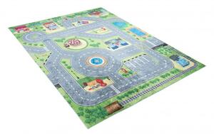 Makro Abra Dětský kusový koberec vhodný k praní BAMBINO 9028 Uličky Město protiskluzový zelený Rozměr: 80x150 cm