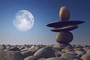 Tapeta kameny v měsíčním světle - 300x200 cm