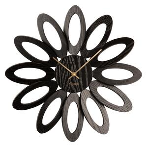 Nástěnné hodiny Fiore dřevěná dýha černá KARLSSON (Barva-černá)