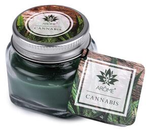 Malá vonná svíčka ve skle s jmenovkou - 6 (Cannabis) zelená jedle