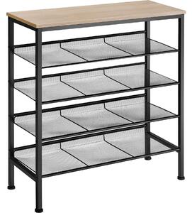 Tectake Botník Bournemouth 75,5x30,5x85,5cm - Industrial světlé dřevo, dub Sonoma