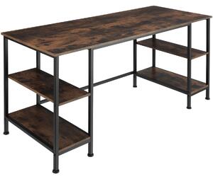 Tectake Počítačový stůl Stoke 137x55x75cm - Industriální dřevo tmavé, rustikální