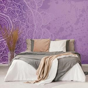 Tapeta fialová arabeska na abstraktním pozadí - 300x200 cm