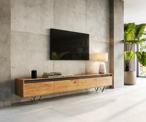 DELIFE Designový TV stolek Stonegrace 240 cm akácie přírodní břidlice 4 dvířka