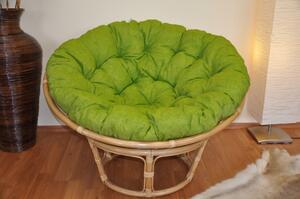 Ratanový papasan 110 cm medový polstr zelený světlý melír