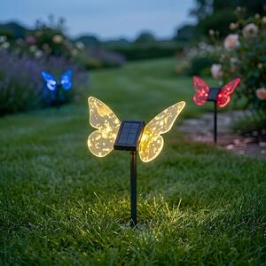 Exteriérové ​​solární zapichovací svítidlo Butterfly, RGB