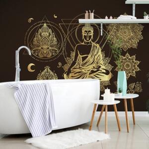 Tapeta zlatý meditující Budha - 450x300 cm