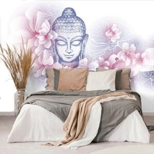 Tapeta Budha s květinami sakury - 150x100 cm