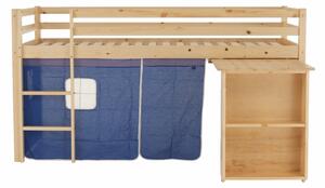Tempo Kondela Postel s PC stolem, borovicové dřevo / modrá, 90x200 cm, ALZENA