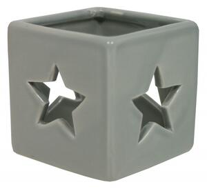 Svícen keramický hvězda šedý 6,5 cm