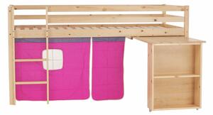 Tempo Kondela Postel s PC stolem, borovicové dřevo / růžová, 90x200 cm, ALZENA