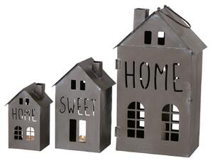 Kovové lucerny Home Sweet Home - set 3 ks