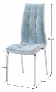 Jídelní židle čalouněná mentolová látka v kombinaci ekokůže bílá nohy chrom TK3171