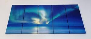 5-dílný obraz polární záře nad oceánem - 100x50 cm