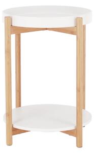 Příruční stolek s odnímatelnou tácem, bílá / přírodní, KABRA