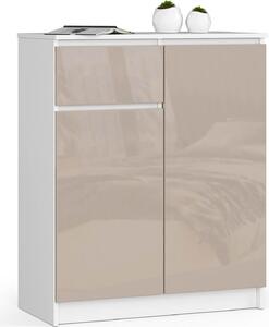 Komoda K80 2D 1SZ CLP PK Cappuccino Högglans se 2 Dveřmi a 4 Policemi pro Úložný Prostor