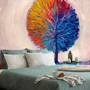 Samolepící tapeta barevný akvarelový strom - 225x150 cm