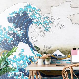 Samolepící tapeta reprodukce Velká vlna z Kanagawa - Kacušika Hokusai - 300x270