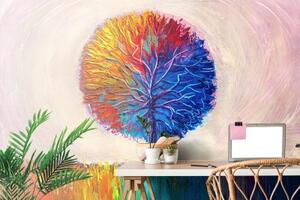 Tapeta barevný akvarelový strom - 300x200 cm