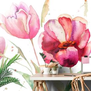 Tapeta tulipány v zajímavém provedení - 300x200 cm