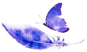 Tapeta pírko s motýlem ve fialovém provedení - 450x300 cm
