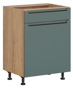 BRW Kuchyně Family Line Iris D1S-60/82-P/B, dub hikora/boho green matt
