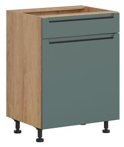 BRW Kuchyně Family Line Iris D1B-60/82-L/B, dub hikora/boho green matt