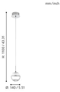 Eglo 93708 - LED závěsné svítidlo MONTEFIO 1 LED/5W/230V