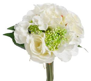 Kytice růží a hortenzií - bílá