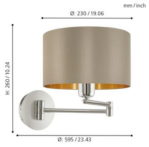Eglo 95055 - Nástěnné svítidlo MASERLO 1xE27/60W/230V