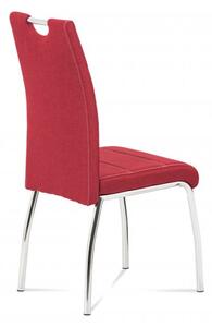 Jídelní židle - červená látka, kovová podnož. HC-485 RED2