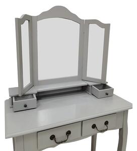 TEMPO Toaletní stolek s taburetem, šedá / stříbrná, REGINA NEW