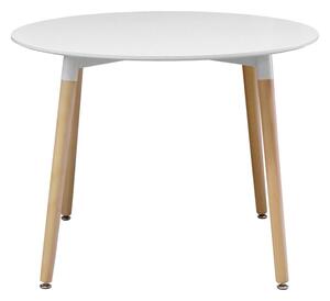 Kulatý jídelní stůl UNO — průměr 100 cm, buk, kov, bílá
