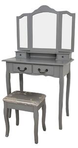 Tempo Kondela Toaletní stolek s taburetem, šedá / stříbrná, REGINA NEW